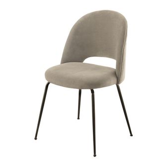 Maisons du monde Silla de terciopelo de algodón beige capuchino y acero negro