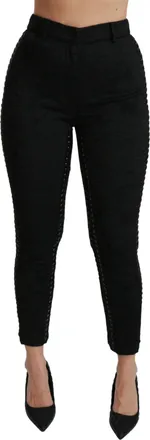 Dolce & Gabbana Womens Black Brocade Skinny High Waist Pants