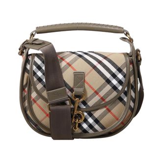 Burberry Clip Messenger Tas in Sand Check - Dames - Handtassen - Beige - ONE Size - Katoen - Tassen