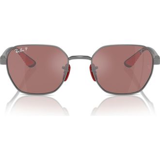 Ray-Ban x Scuderia Ferrari 54mm Polarized Chromance Irregular Sunglasses in Gunmetal at Nordstrom