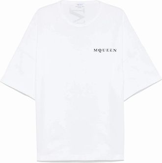 Alexander McQueen Alexander Mcqueen Mens Exploded Logo Over Fit T-shirt White - Size: 38