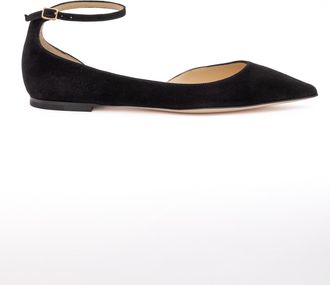 Jimmy Choo London Black Suede Leona Ballet Womens Flat