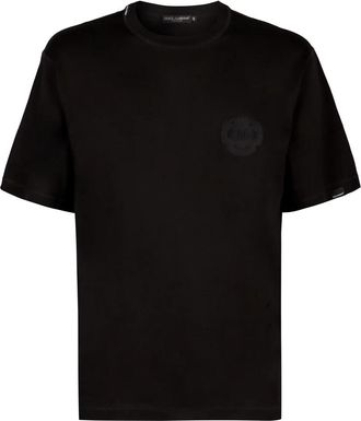 Dolce & Gabbana Katoenen T-shirt met Ribboord - Heren - T-shirts - Zwart - M - Katoen - Tops