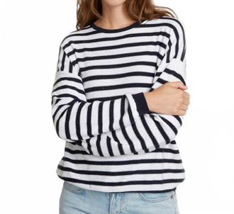 Autumn Cashmere Baby Sequin Striped Crew Sweater In Navy Stripe