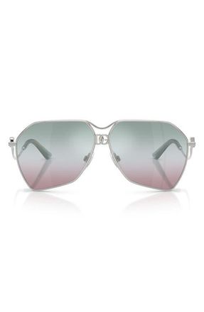 Dolce & Gabbana 62mm Gradient Pilot Sunglasses in Silver /Grad Pink Grad Green at Nordstrom