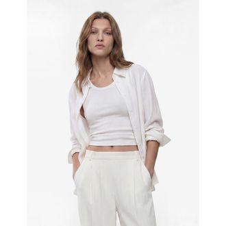 Koton Scoop Neck Ribbed Cotton Tank Top in Off White at Nordstrom, Size X-Large