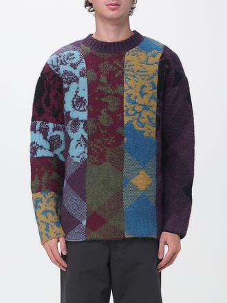 Dries Van Noten Maglia girocollo relaxed fit in lana dalpaca con motivo patchwork