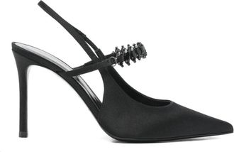 Emporio Armani Silk Satin Slingback Pumps - Dames - Pumps - Zwart - 39 EU - Satijn - Schoenen