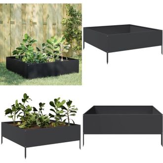 vidaXL Fioriera Rialzata da Giardino Nera 100x100x25 cm in Acciaio - Fioriera rialzata - Fioriera in acciaio