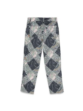 Etro Cotton-Blend Straight-Leg Trousers - Blue