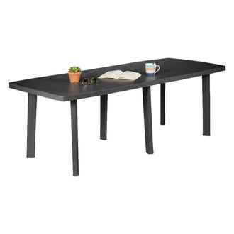 Dmora Mesa De Exterior Crossley, 10 Plazas, Mecanismo De Extensi&oacute;n Central Hecho En Italia, Extensible, 216x90x72h Cm Negro Antracita