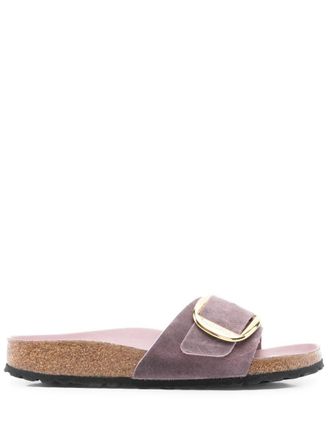 Birkenstock Madrid Big Buckle Leather Slippers In Lilac