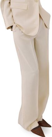 Mango Pleated Mid Rise Wide Leg Pants in Ecru at Nordstrom, Size 14