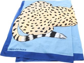 Herm&egrave;s Printed Pareo Stall Leopard Cotton