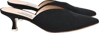 The Attico Pointed-Toe Kitten-Heeled Mules in Black Canvas