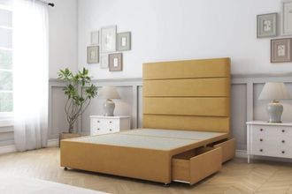 Sloomy Texas Plush Divan Set 2 Drawers-54 Headboard in Mustard | Size: King