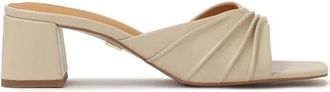 Kazar Gekreukt leren hoge hak slippers - Dames - Muiltjes - Beige - 39 EU - Leer - Schoenen