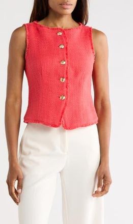 Cinq &agrave; Sept Camen Cotton Boucl&eacute; Vest in Cherry Lemon at Nordstrom Rack, Size X-Large