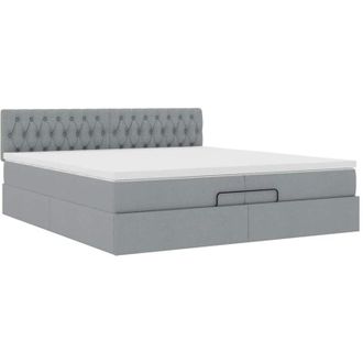 vidaXL Estructura De Cama Otomana Con Colch&oacute;n Gris Claro 200x200 Cm Vidaxl