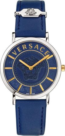 Versace Moderne Tijdwaarnemer V-Essential Zilver Leer - Dames - Horloges - Grijs - ONE Size - Leer - Accessoires