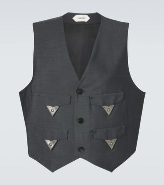 Versace Embellished wool and mohair vest