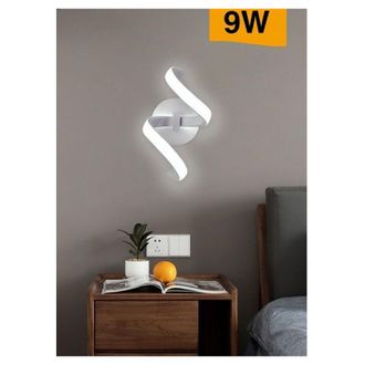 Trade Shop Trade Shop Traesio - Trade Shop - Applique Led Da Muro 9 Watt Curva Spirale Luce Naturale Fredda Calda E58 Bianca