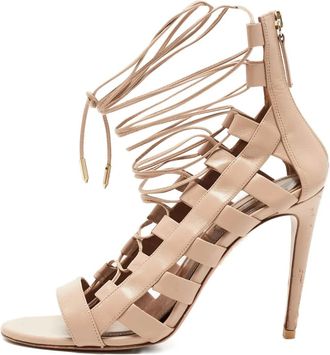 Aquazzura 2024 110mm Amazon lace-up sandals - Neutrals