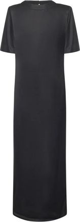 Nineminutes Zwarte Satijnen Jurk met Achtersplit - Dames - Casual kleedjes - Zwart - XS - Satijn - Kleedjes