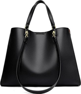 Generic Compatible For Women Bags Leather Shoulder Crossbody Messenger Tote Bag Large Handbag Purses(Black)