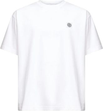 Stone Island Compass Patch T-Shirt - Heren - T-shirts - Wit - M - Katoen - Tops
