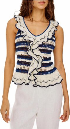 Rails Luci Top With Ruffle In Crete Stripe