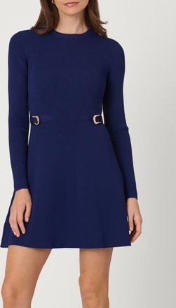 Shoshanna Buckle Knit Janice Dress in Navy Blue at Nordstrom, Size X-Large