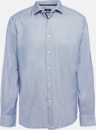 HUGO BOSS Boss By Hugo Boss Blue Patterned Cotton Button Up Shirt