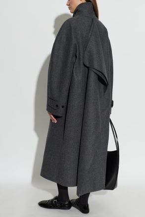 Jil Sander Wool Coat With Stand-Up Collar, Womens, Grey