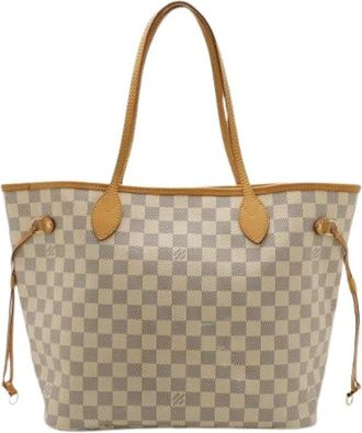 Louis Vuitton Pre-owned Tote Bags, female, Beige, Size: ONE SIZE Pre-owned Neverfull MM Damier Azur tote bag