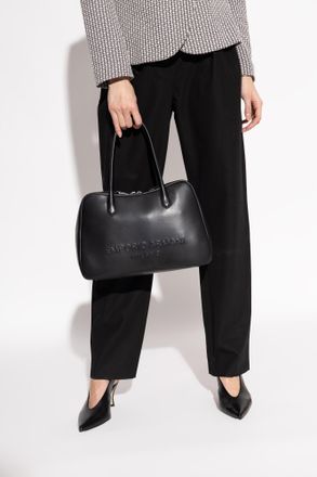 Emporio Armani Leather Handbag, Womens, Black
