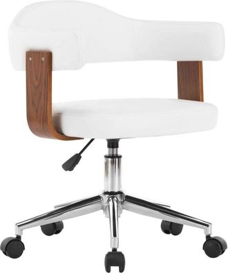 vidaXL Vidaxl - Silla oficina giratoria madera curvada cuero sintético blanco