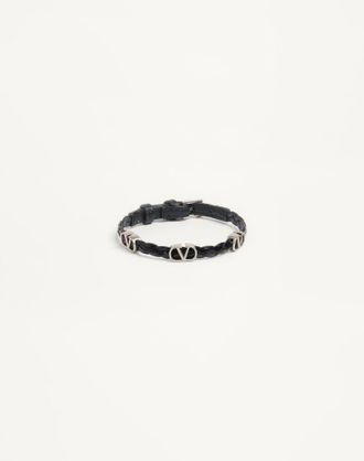 Valentino Garavani Bracciale Vlogo Signature In Vitello Intrecciato Uomo NERO UNI