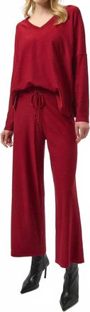 Joseph Ribkoff Sequined Wide Leg Culotte Pants In Deep Cherry