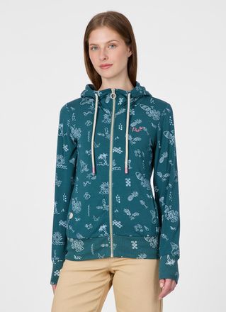 Ragwear Sweatjacke RAGWEAR PAYA PRINT, Damen, Gr. XXL, ocean gr&uuml;n, Sweatware, Obermaterial: 48% Viskose, 47% Polyester, 5% Elasthan, bedruckt, normal, Rundhal