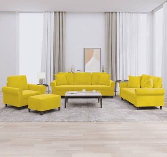 vidaXL Juego De Sof&aacute;s Con Cojines 4 Piezas Terciopelo Amarillo Vidaxl