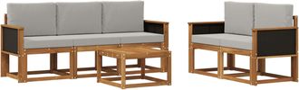 vidaXL Conjunto De Sof&aacute;s De Exterior 6 Uds. Natural Y Gris Claro Vidaxl