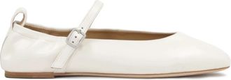 Kazar Witte leren ballerinas met band - Dames - Ballerinas - Wit - 36 EU - Leer - Schoenen