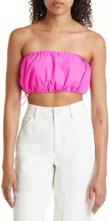 Staud Gigi Crop Strapless Drawstring Detail Recycled Nylon Top in Bougainvillea at Nordstrom Rack, Size Medium