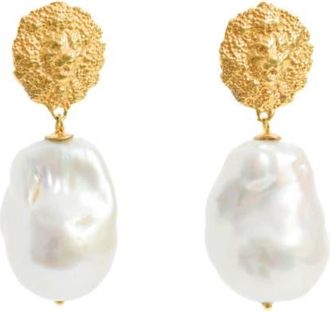Freya Rose Lion Pearl Drop Earrings in Gold at Nordstrom