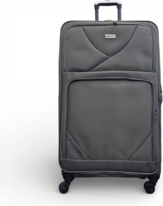 Infinity Leather Softshell lichtgewicht grijs nylon 4-wiel reiskoffer Vakantie Extra Grote Koffer