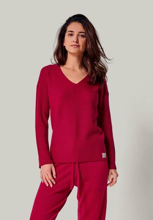 You Look Perfect PULLOVER BLOSSOM - Merino Strickpullover mit V-Ausschnitt