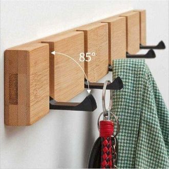 OEM Perchero Plegable De Madera Natural, Perchero De Pared Con 5 Ganchos, Estante De Pared, Organizador De Correo Autoadhesivo, Llavero, Organizador De Pa