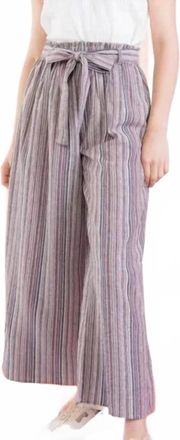 THML Clothing Striped Paperbag Pant In Pink/blue Multi