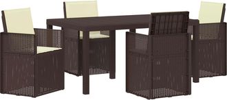 vidaXL Conjunto De Comedor De Jard&iacute;n 5 Uds. Marr&oacute;n Y Crema Pp Vidaxl